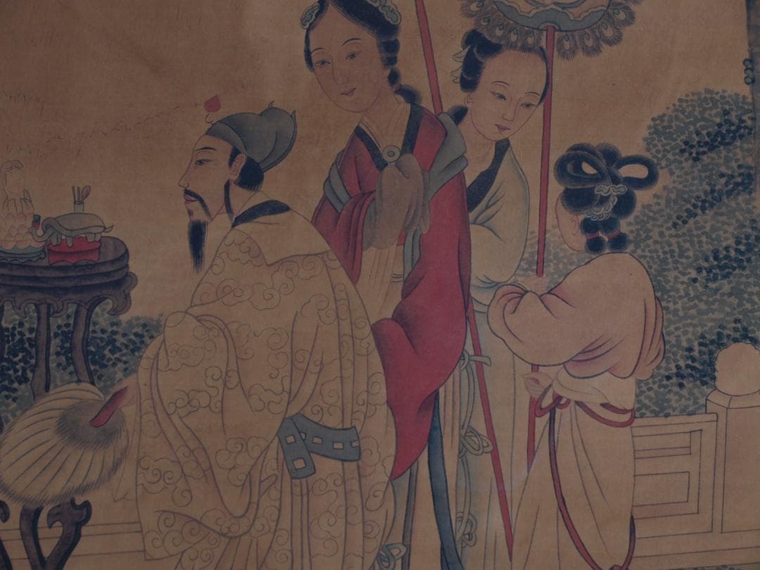 骨董市仕入れ品　中国清時代の掛軸　人物図　肉筆保証　 DE765A7-3