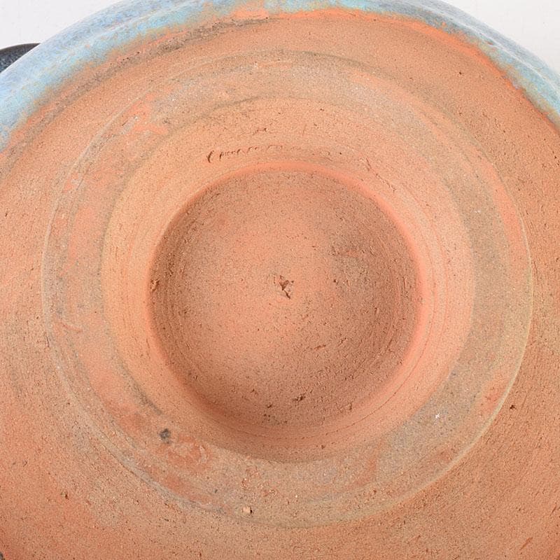 中国　鈞窯　窯変　澱青釉　双耳鉢　C　6906