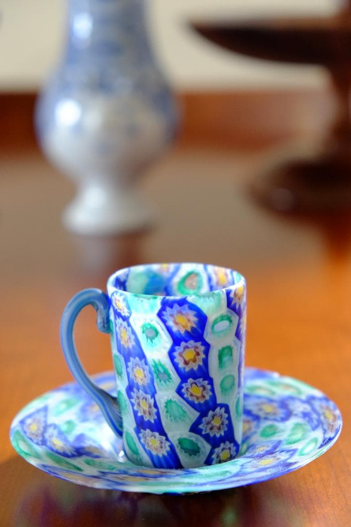 ミルフィオリ カップ＆ソーサー グラス 吹きガラス 作家 飯塚亜裕子 ムリーニ