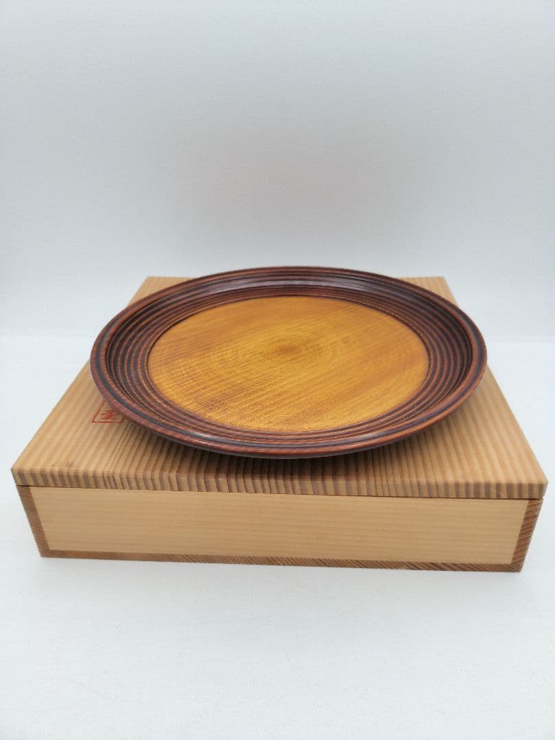 b663 干菓子器 丸盆 松すり漆 漆専堂 漆園 木箱 茶道具 古物