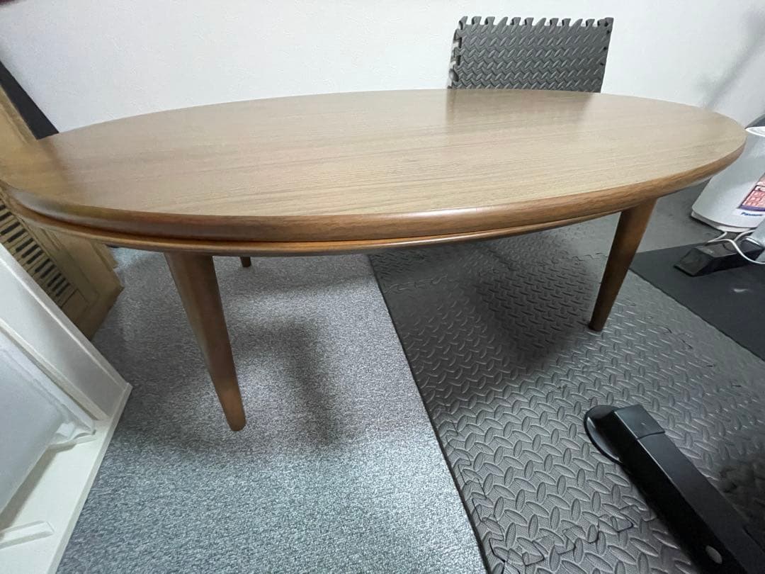 楕円形 木製 こたつ ブラウン