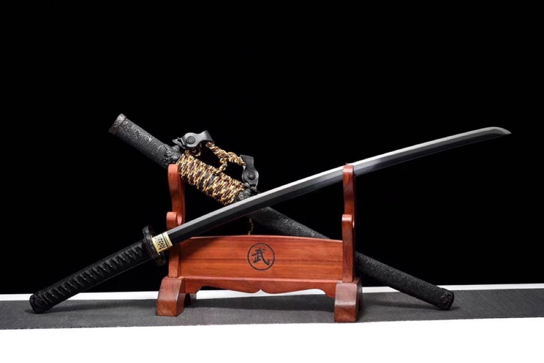 黒獅 高級本格居合刀 本牛革柄巻 日本刀 模造刀 武具 舞踊刀 太刀 武蔵