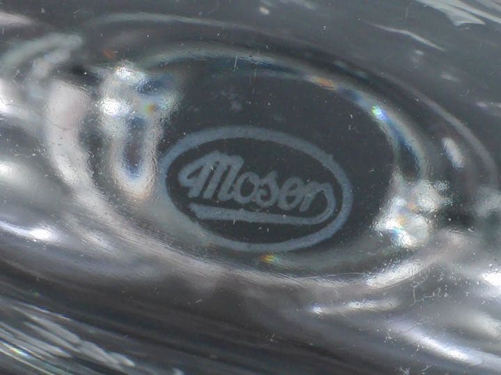 モーゼル クリスタル ハンドカット 花鳥文 扁壺 花瓶 フラワーベース