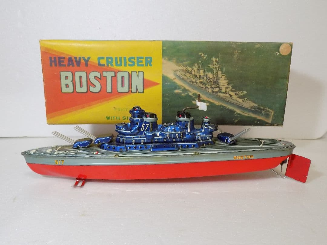 希少ブリキ　萬代屋　戦艦　BOSTON　フリクション