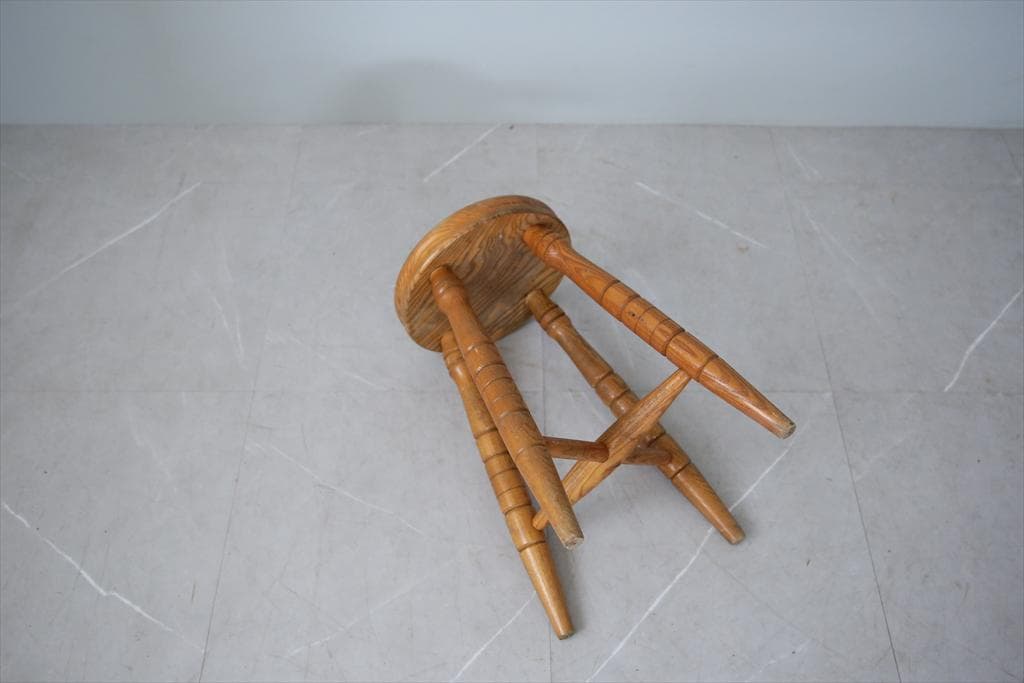 英国アンティーク木製スツール/丸イス椅子/チェア/踏み台/腰掛け(81-77-2