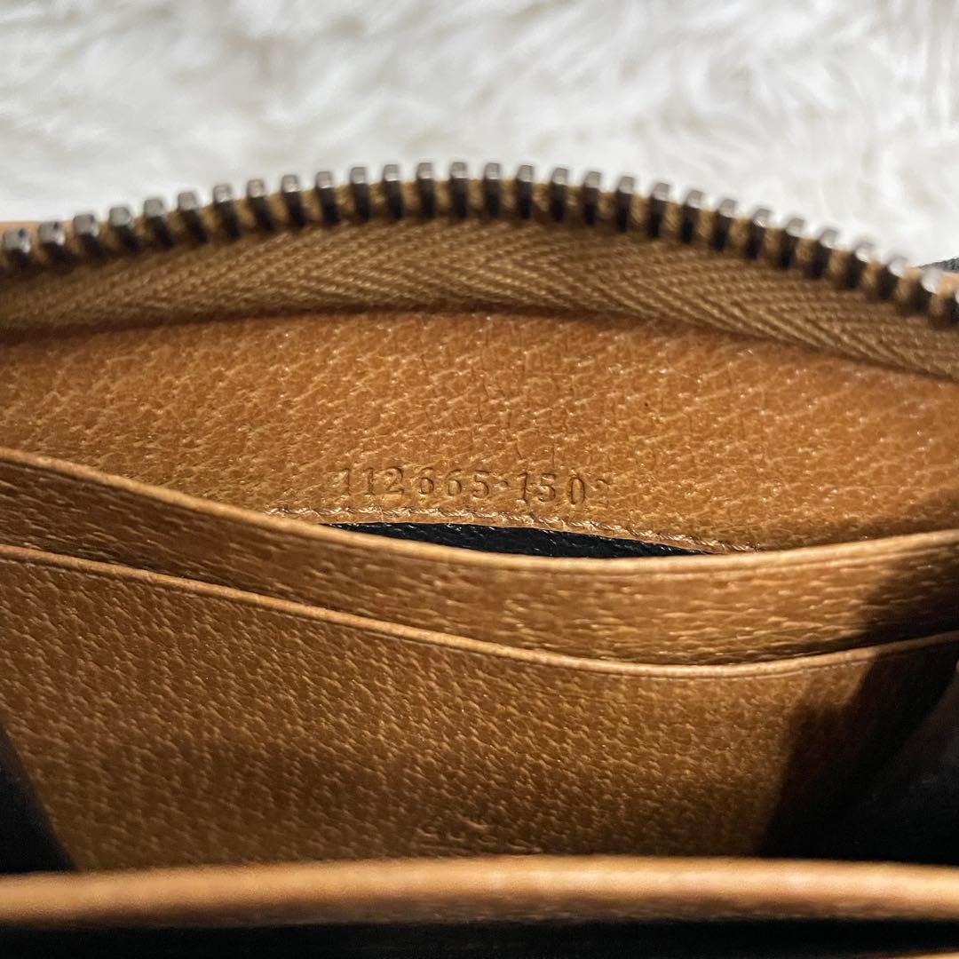 美品 GUCCI シマ　GG 　カード　ケース　ラウンドジップ　ピンク