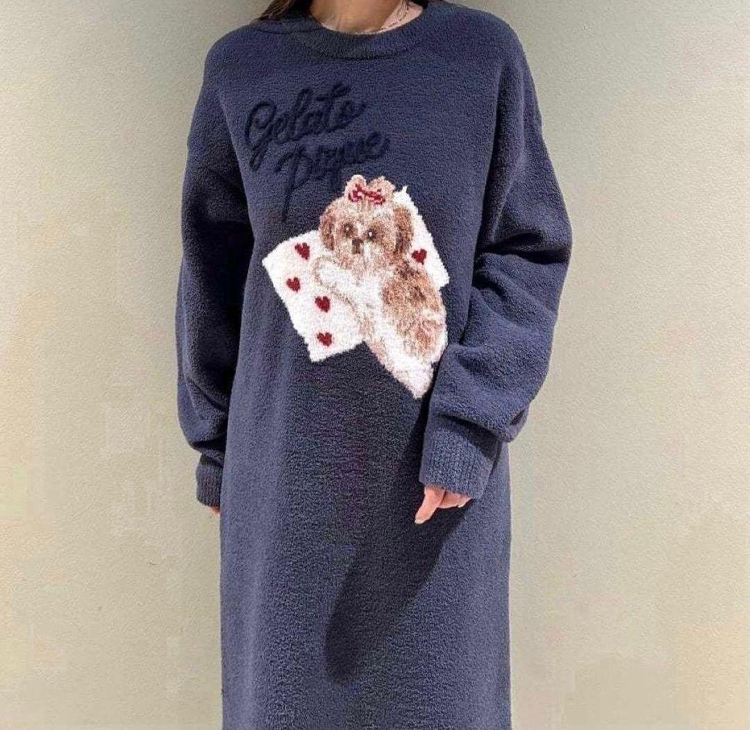 ジェラートピケ【限定カラー】シーズー柄ワンピース