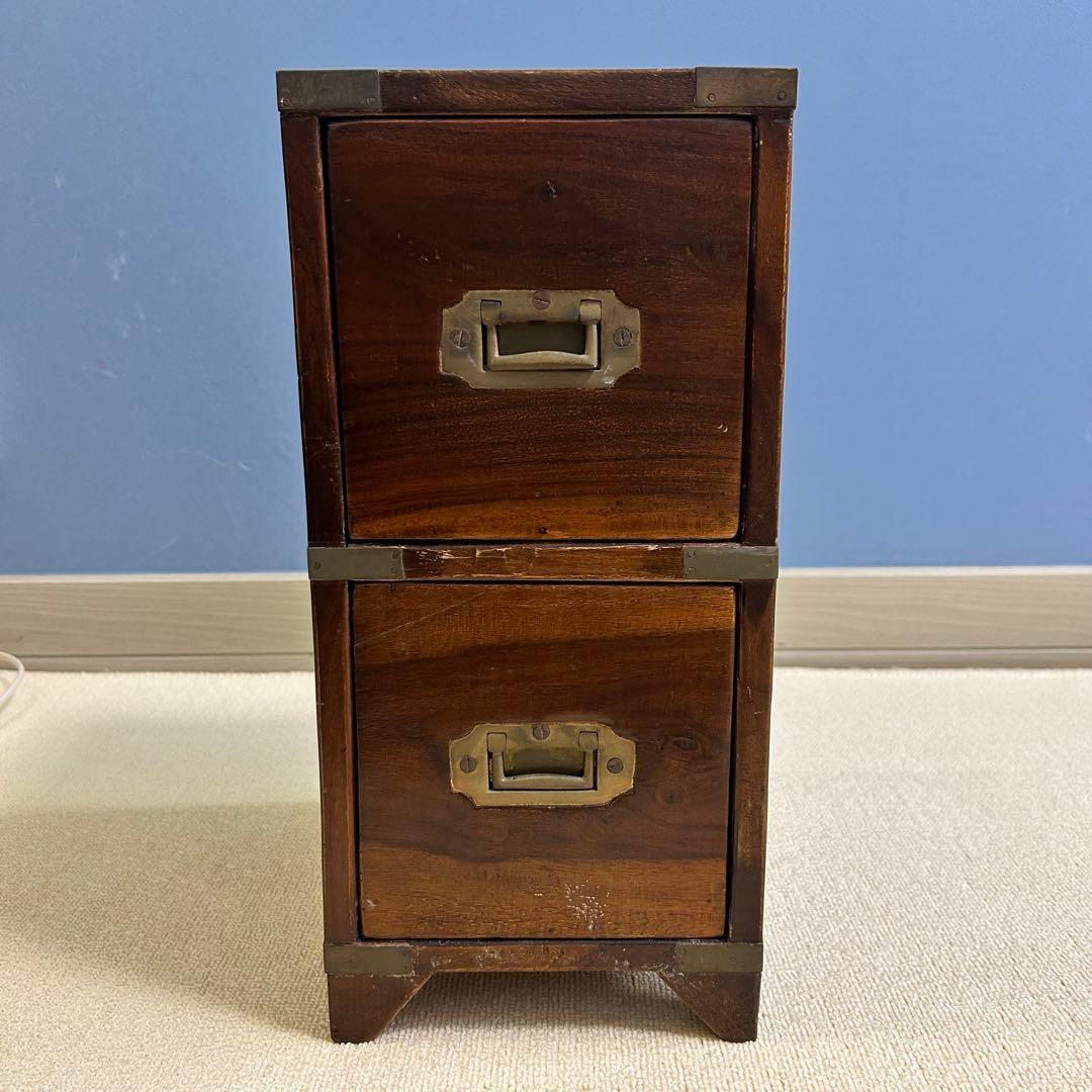 オールドメゾン 木製アンティーク風引き出し2段 CD保管