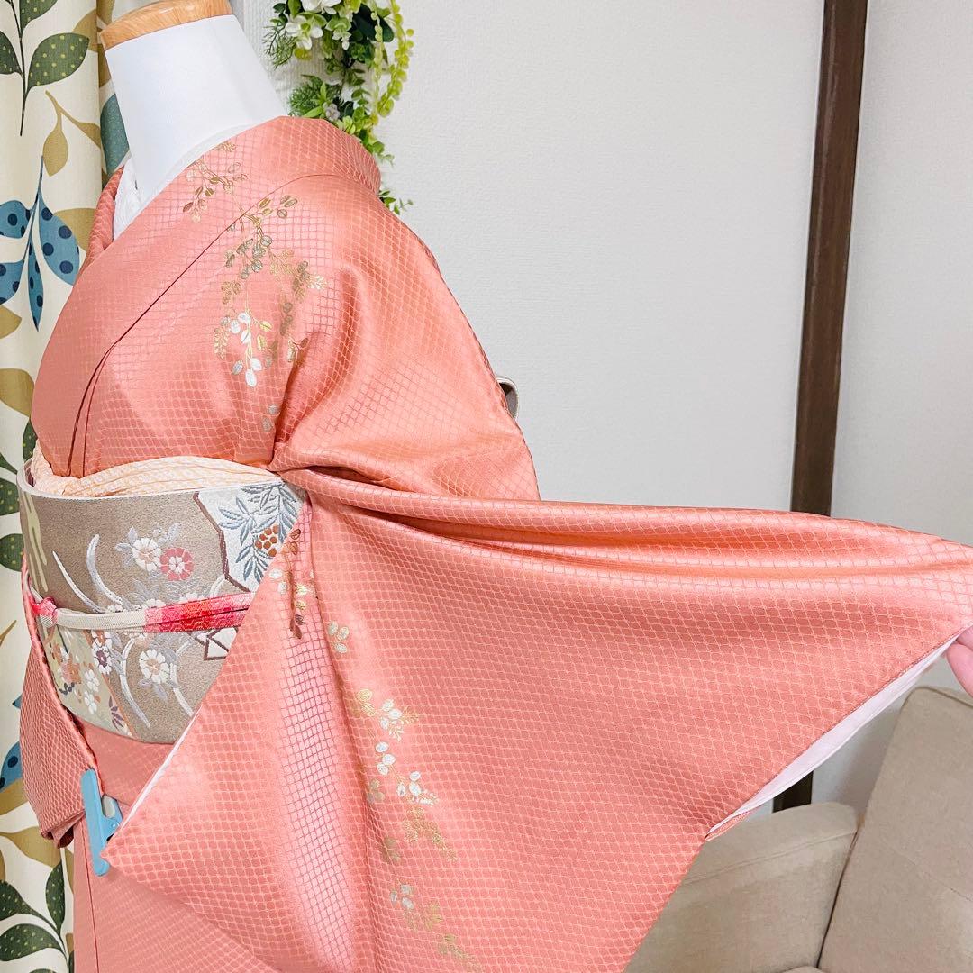 オレンジ 友禅 4点 フルセット 訪問着 入学式 卒業式 入園式 春 秋 冬