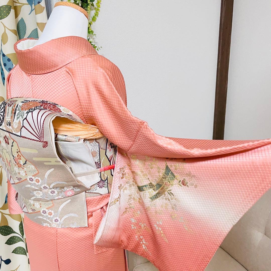 オレンジ 友禅 4点 フルセット 訪問着 入学式 卒業式 入園式 春 秋 冬