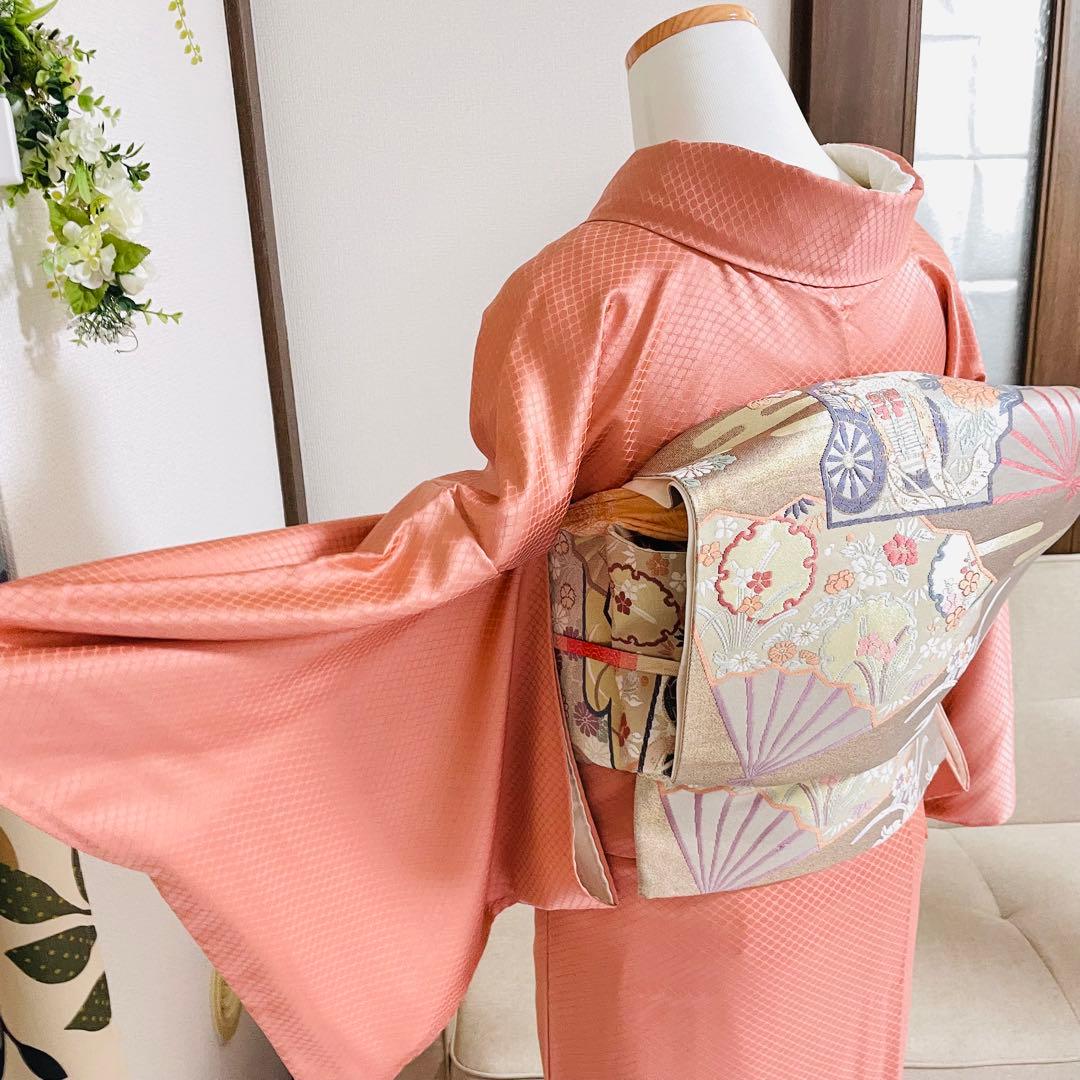 オレンジ 友禅 4点 フルセット 訪問着 入学式 卒業式 入園式 春 秋 冬