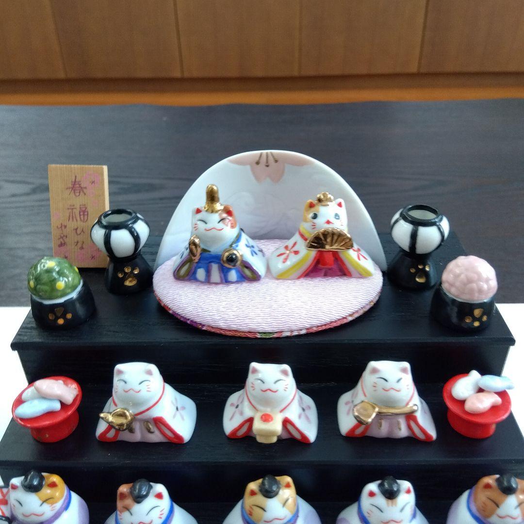 猫の雛人形 5段飾り 陶器製