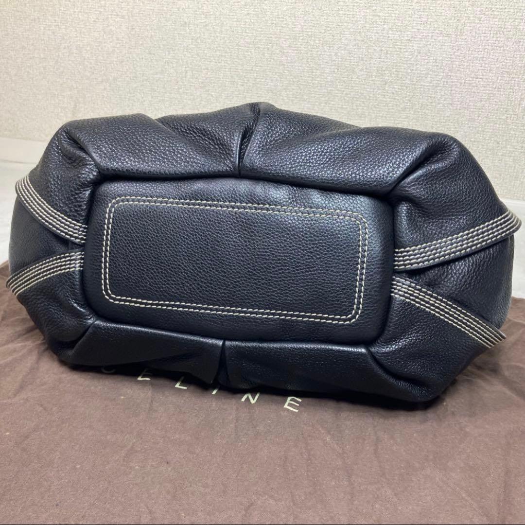 【極美品】セリーヌ ワンショルダー トリオンフ ビタースウィート シボ革 黒