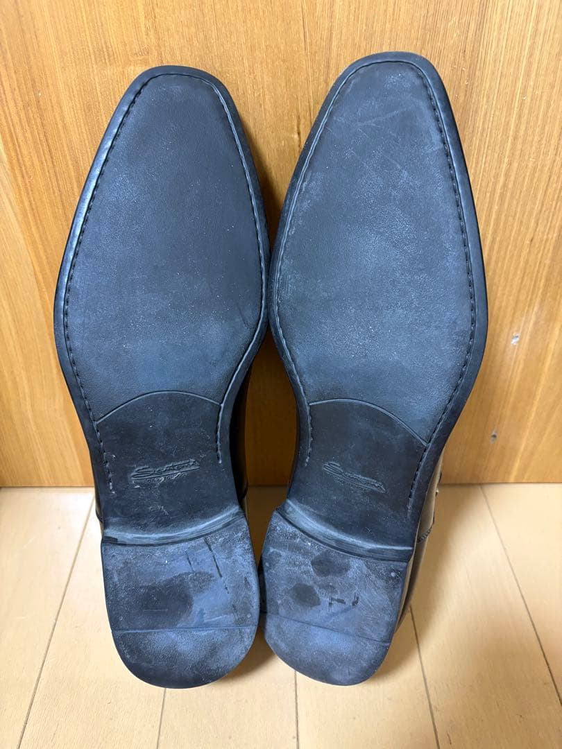 Santoni ダブルモンクストラップ ブラックレザーシューズ