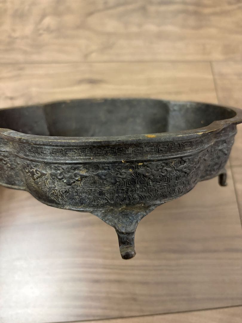 小振り　水盤　砂鉢　華道　花器　古銅製