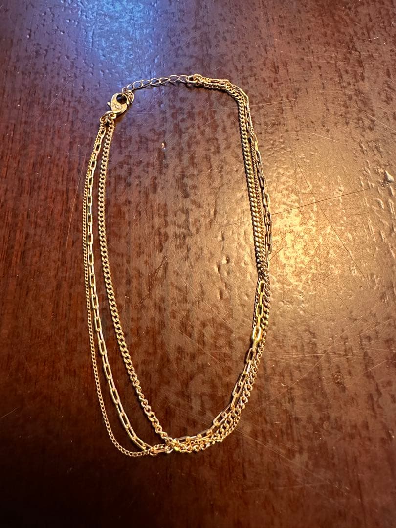 AHKAH イエローゴールドK18 3連アンクレット