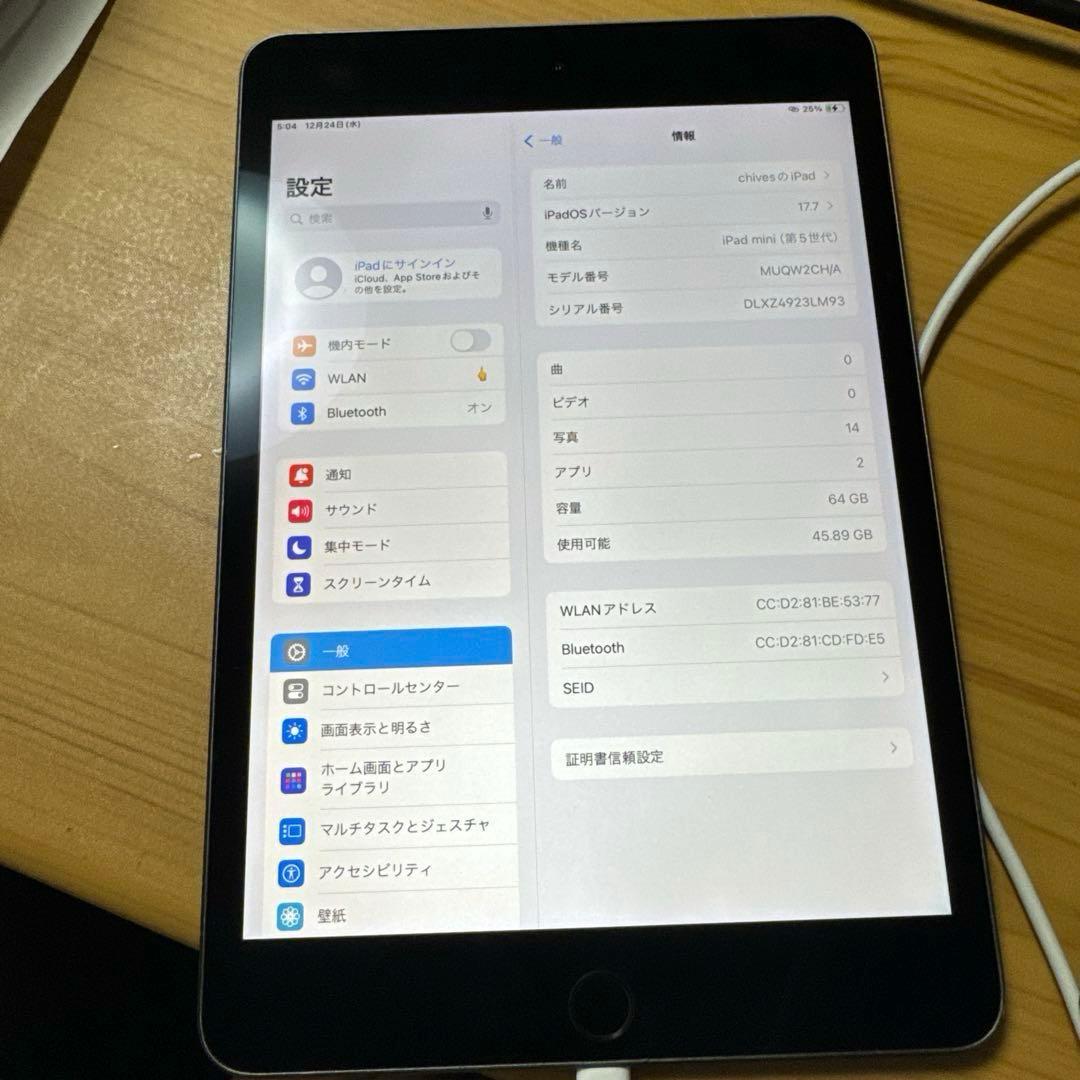 Apple iPad mini 5 64GB スペースグレー