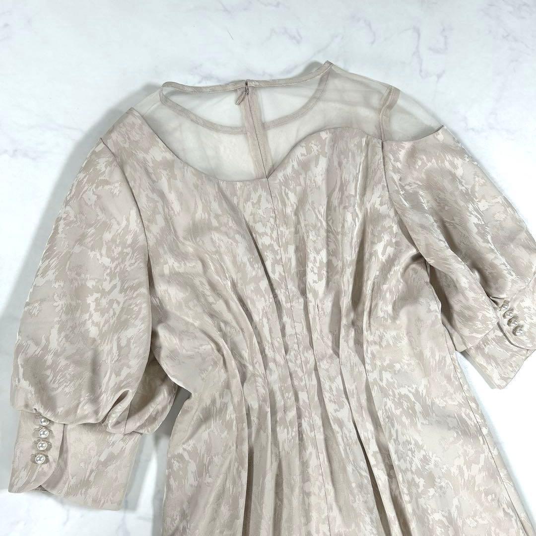 【完売品】　etoll.　ミアンダリングウエストタックフレアドレス　ベージュ　S