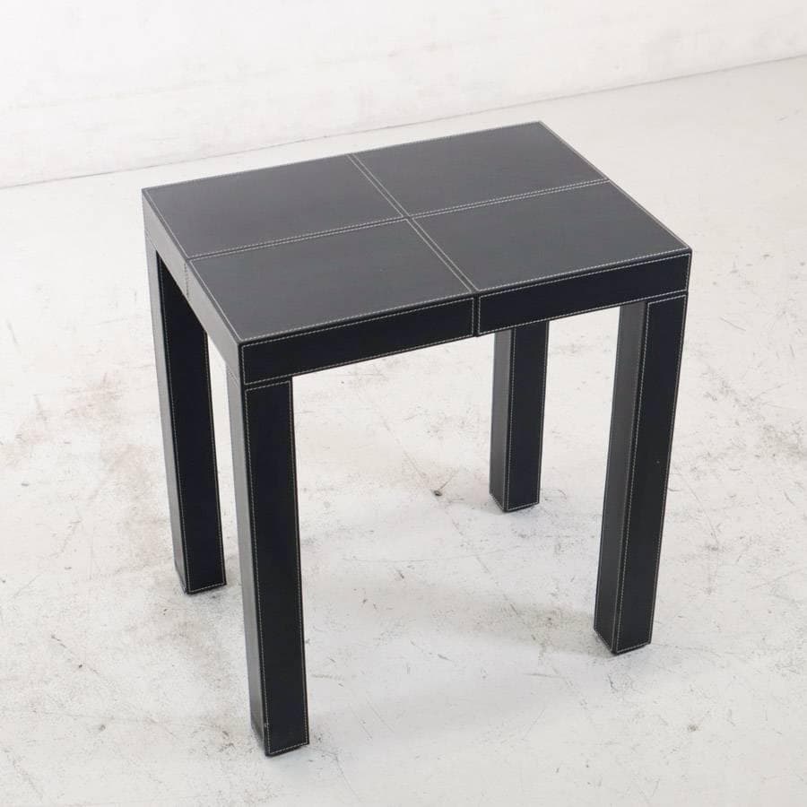 アクタス 本革レザー サイドテーブル ブラック ホワイトステッチ 廃番