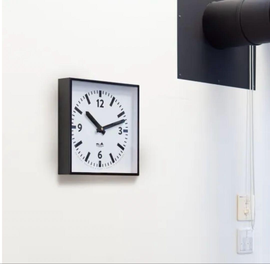 ハモサ HERMOSA 時計 壁掛け HK-002 スクエアクロック ブラック