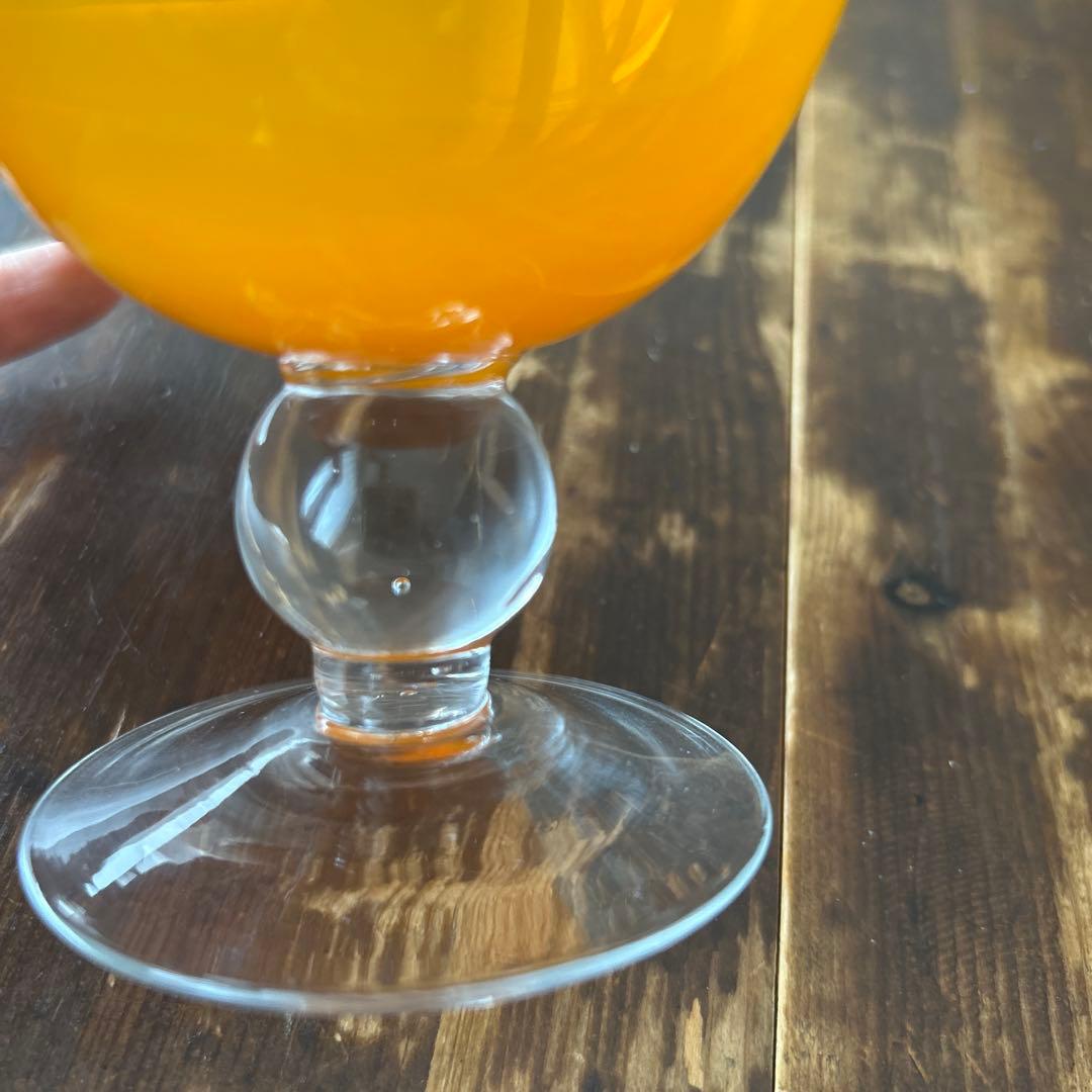 ガラス作家　ミネウチモネ　1点もの　綺麗なイエローグラス　作家物　小さめグラス