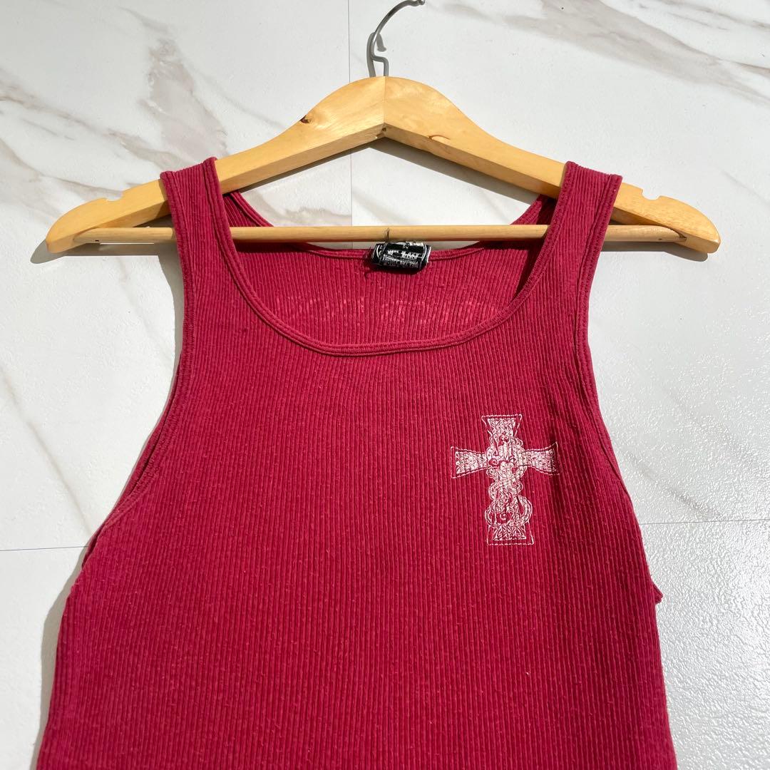 入手困難✨ クロムハーツ タンクトップ ノースリーブ 十字架 メンズ レッド