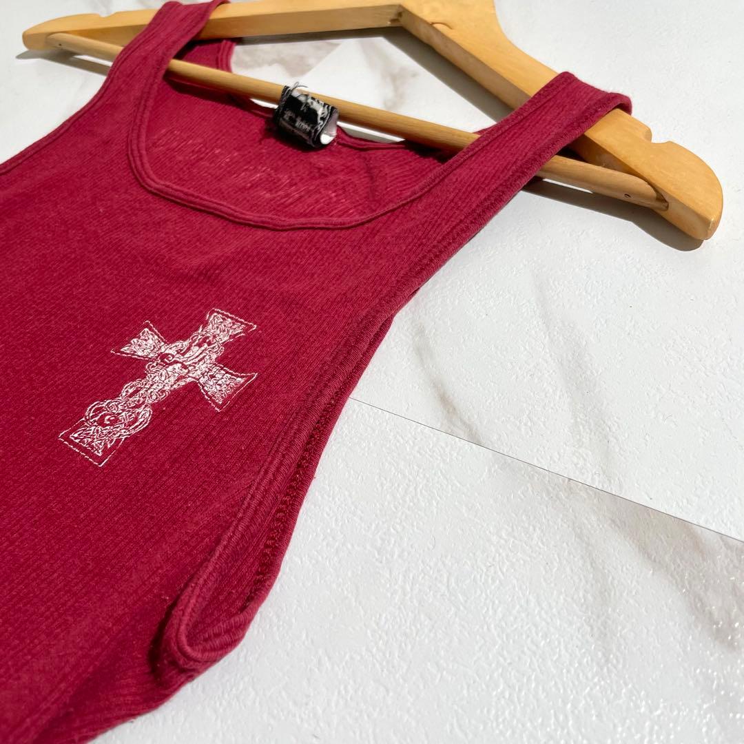 入手困難✨ クロムハーツ タンクトップ ノースリーブ 十字架 メンズ レッド