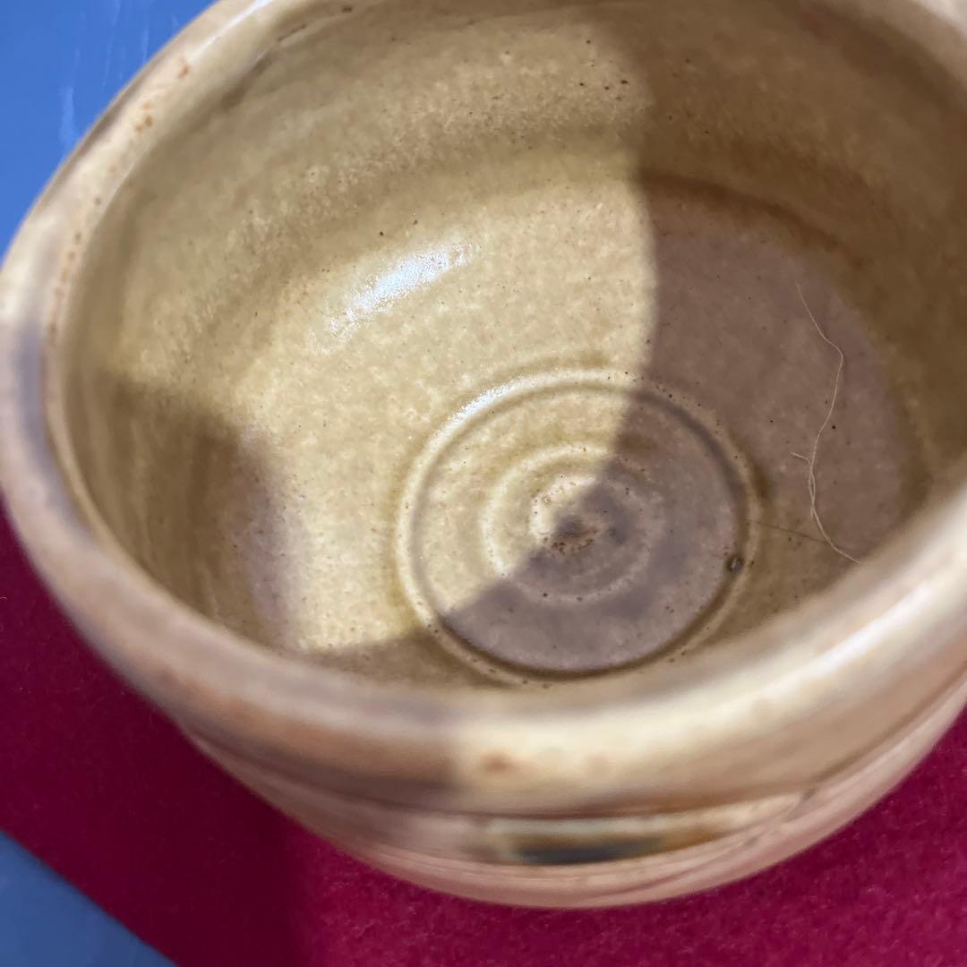 人間国宝　荒川豊蔵　黄瀬戸抹茶碗木製箱付き