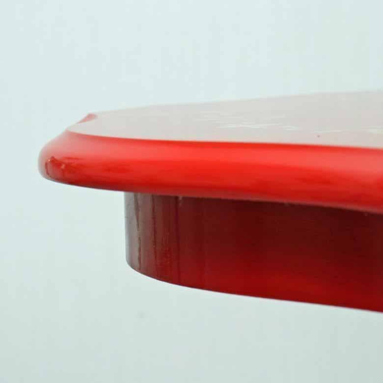 管01 ティーテーブル イタリア レッド 象嵌 カフェテーブル