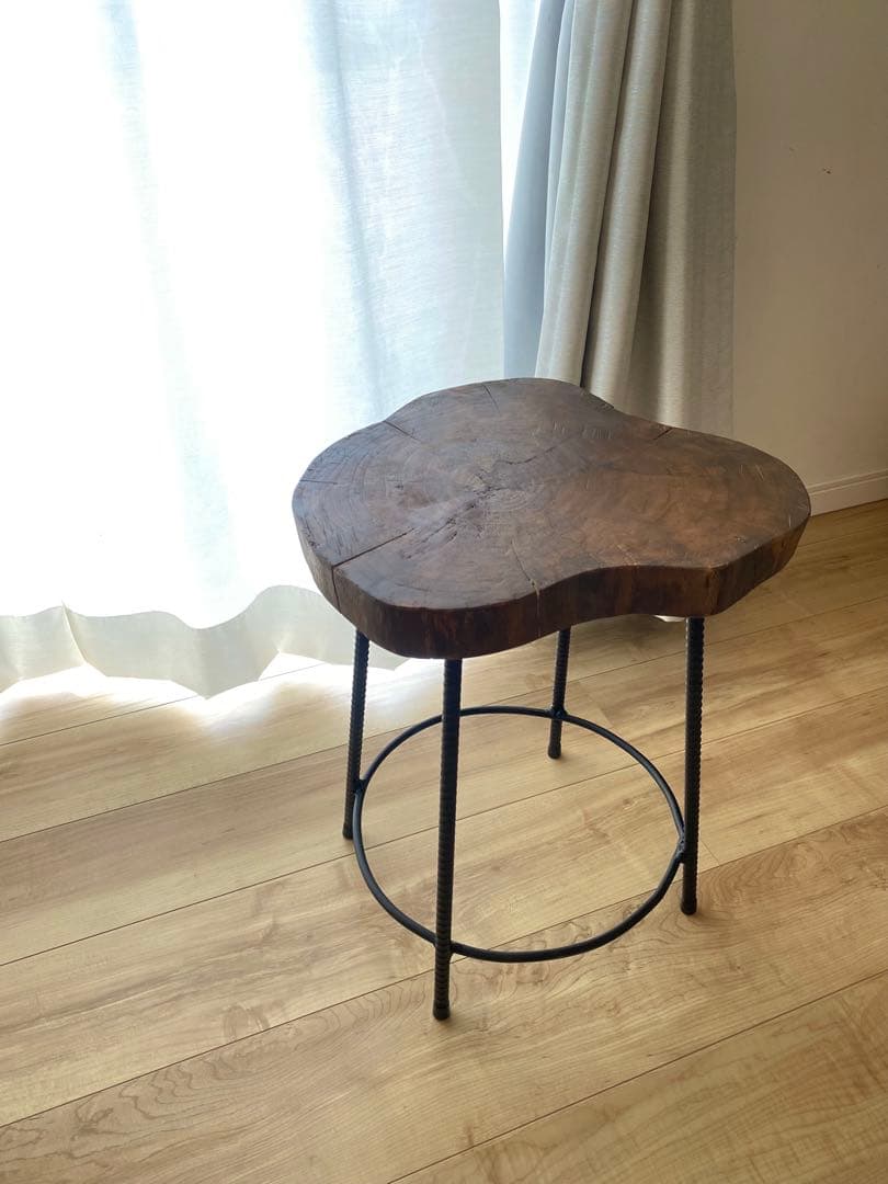 丸太　アイアン　いす　サイドテーブル