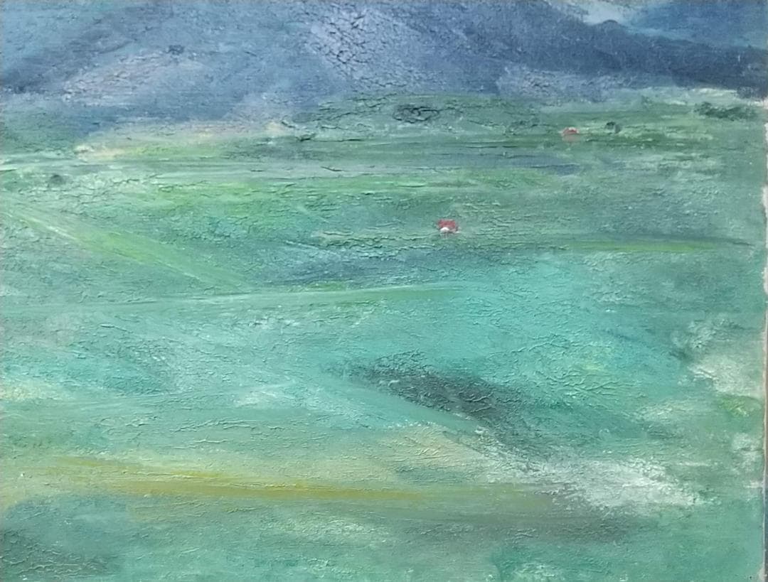 「草原」'60 絵画 F8 油絵 油彩画 アート 風景画