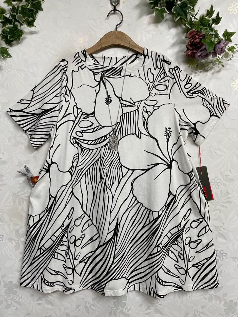 よっこ973新品 コイビトミサキ綿100 大花printAラインTU