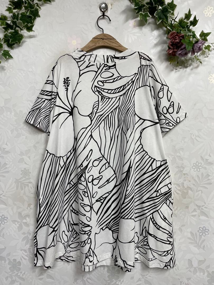 よっこ973新品 コイビトミサキ綿100 大花printAラインTU