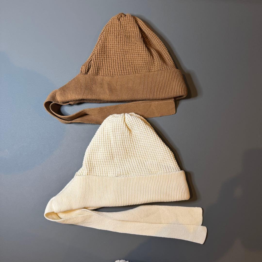 BAREN ニット帽 ボンネット モカ ホワイト 2色 セット