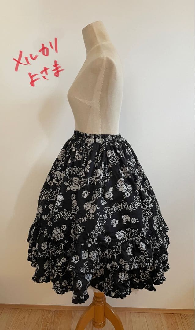 メタモルフォーゼ*バラプリントフリルスカート*黒*ゴシックロリィタ