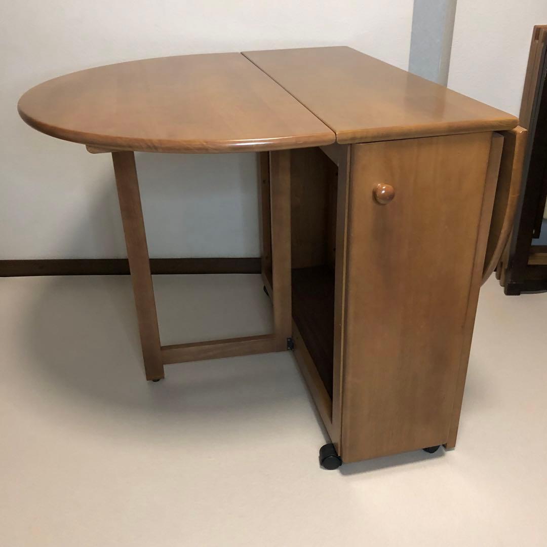 北欧レトロ 木製バタフライテーブル ダイニングテーブル 折りたたみ椅子