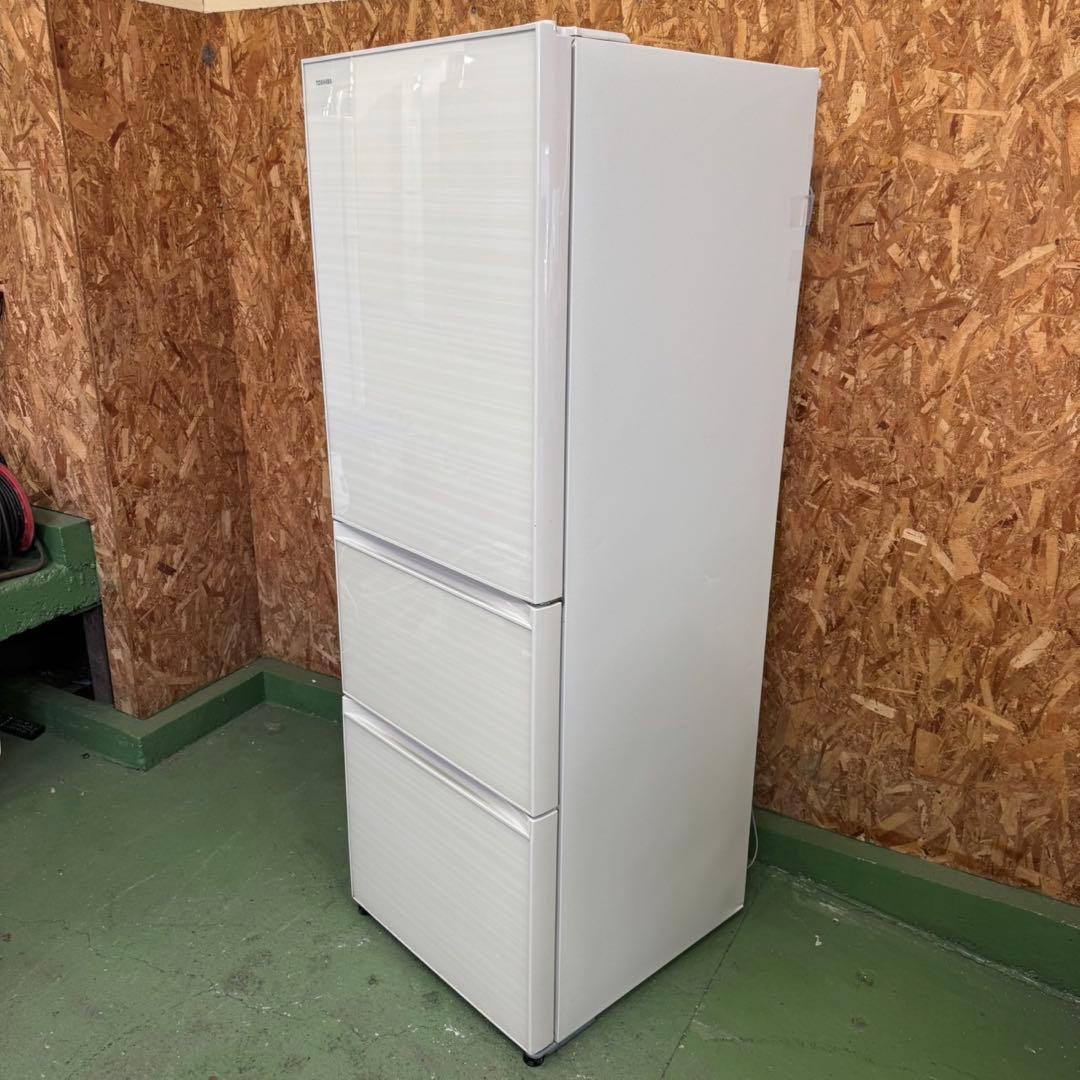 326★2019年製★東芝　冷蔵庫　大型　3ドア　自動製氷　ガラス扉　300L