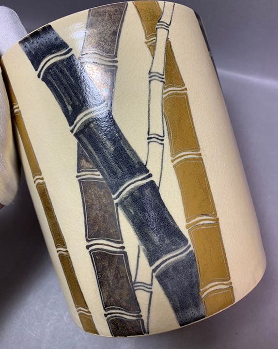 茶道具　竹の絵水指　矢口永寿