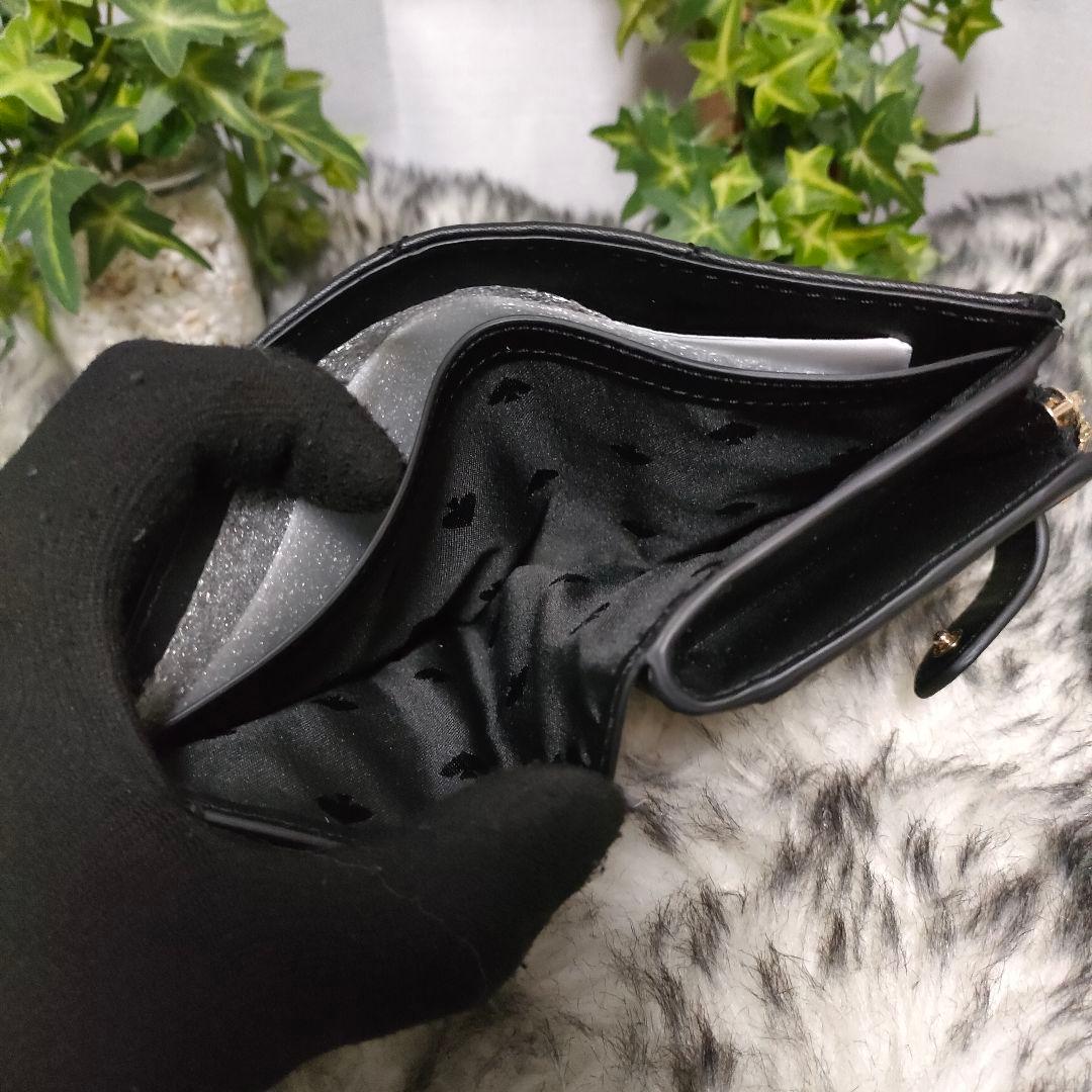 未使用に近い ケイトスペードニューヨーク 2つ折り財布 キルティング ブラック黒