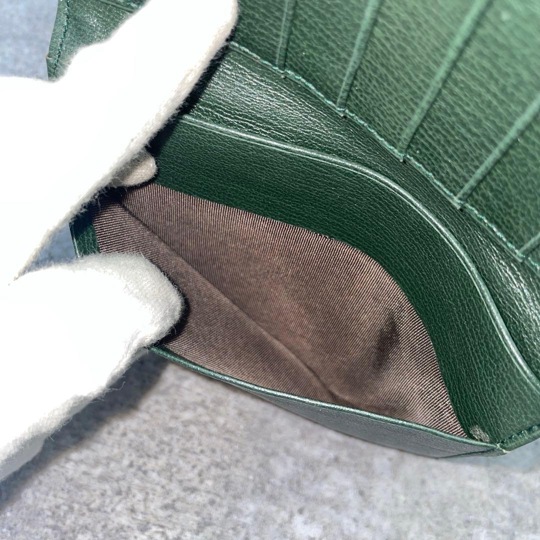 【極美品】LOEWE ロエベ 折り財布 レザー 緑 グリーン エンボスロゴ