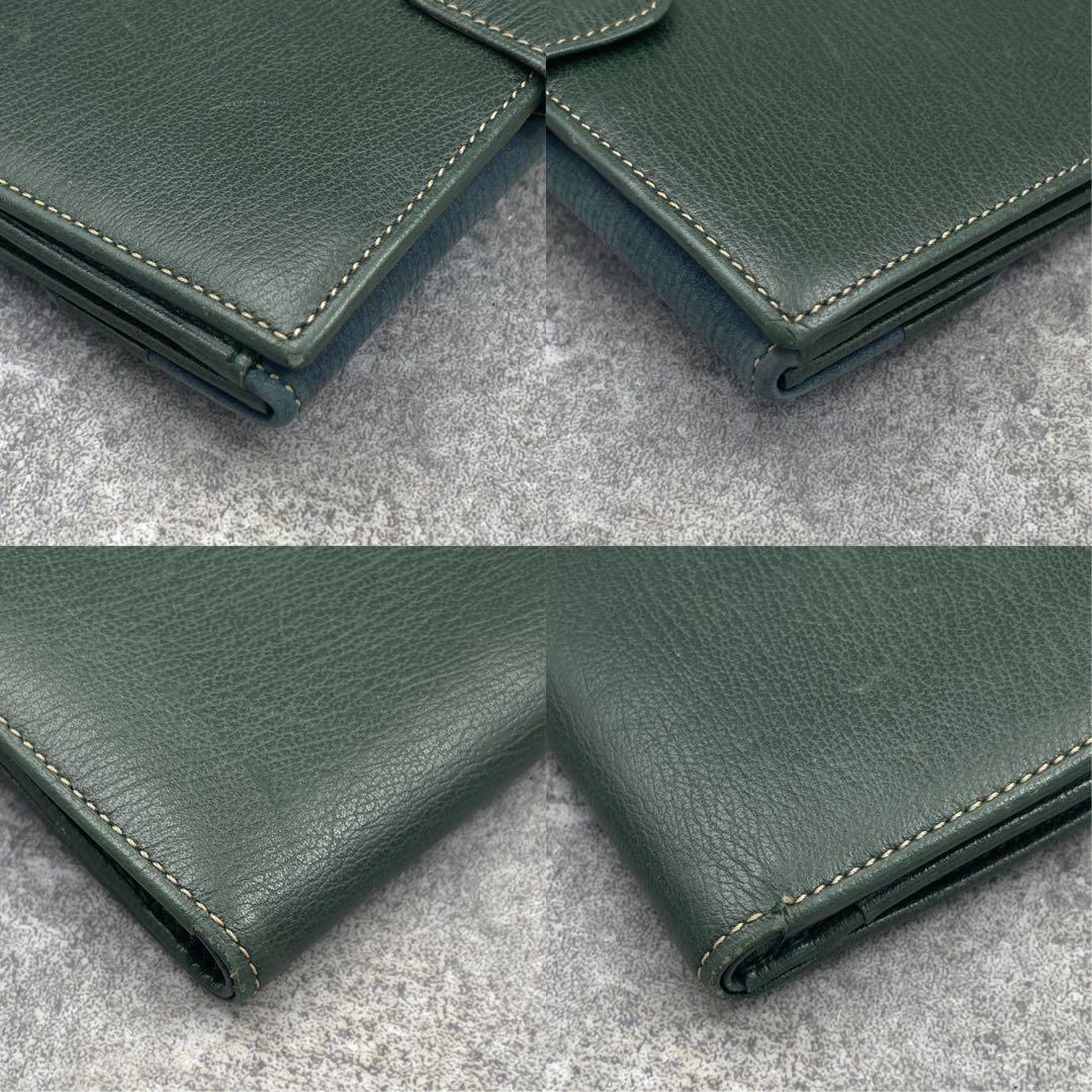 【極美品】LOEWE ロエベ 折り財布 レザー 緑 グリーン エンボスロゴ