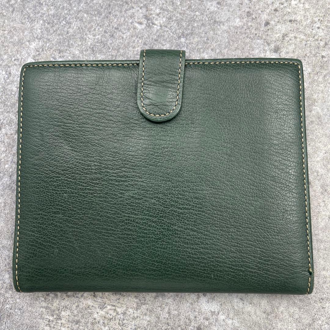 【極美品】LOEWE ロエベ 折り財布 レザー 緑 グリーン エンボスロゴ