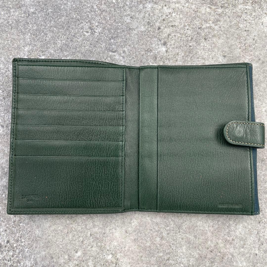 【極美品】LOEWE ロエベ 折り財布 レザー 緑 グリーン エンボスロゴ