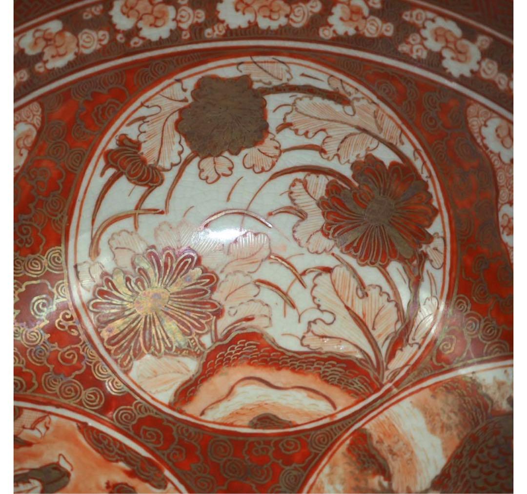 送料無料　明治前期　九谷焼　細密赤絵鉢　本物保証