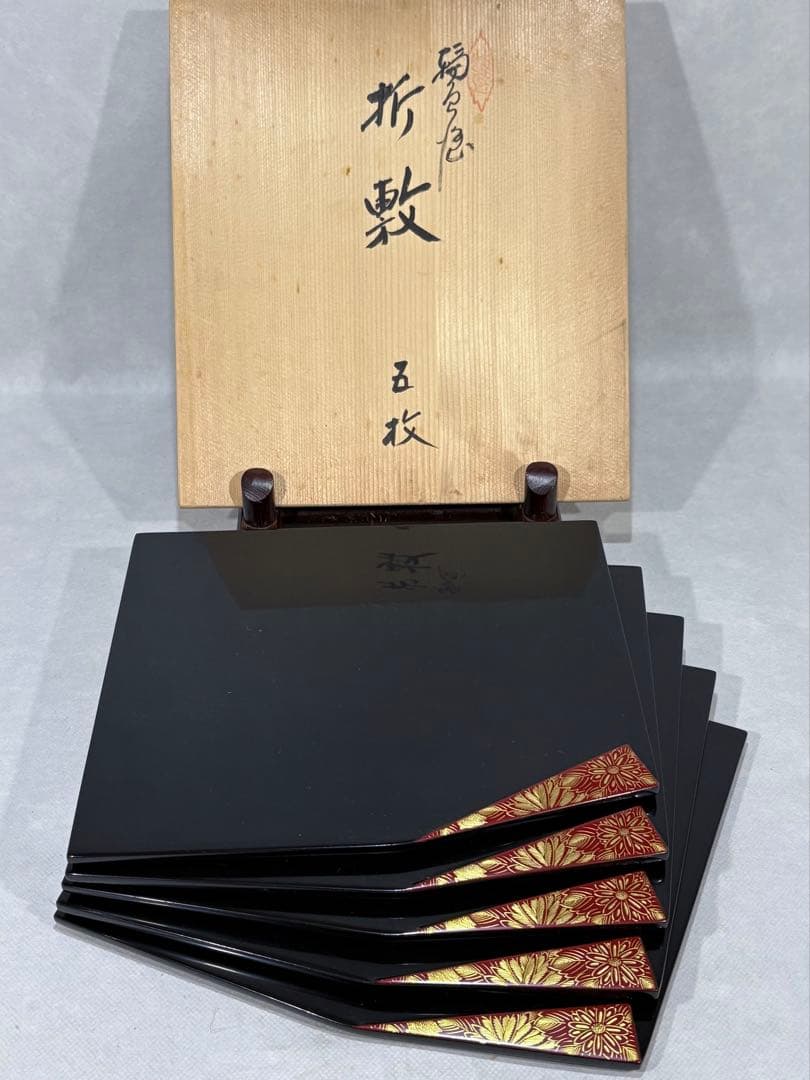 前田漆器工房謹製　天然木　折敷 五枚　美品　共箱　茶道　懐石　送料込