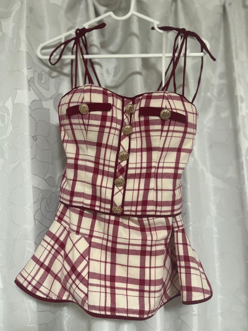 ROBE de FLEURS × sugarコラボ商品　赤チェックドレス