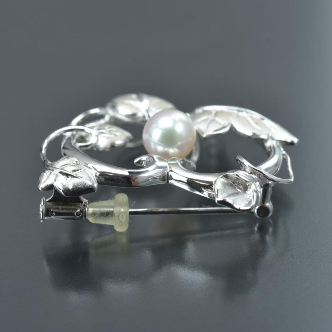 美品 TASAKI ブローチ パール幅7.1mm重さ6.9gSV リーフ ハート