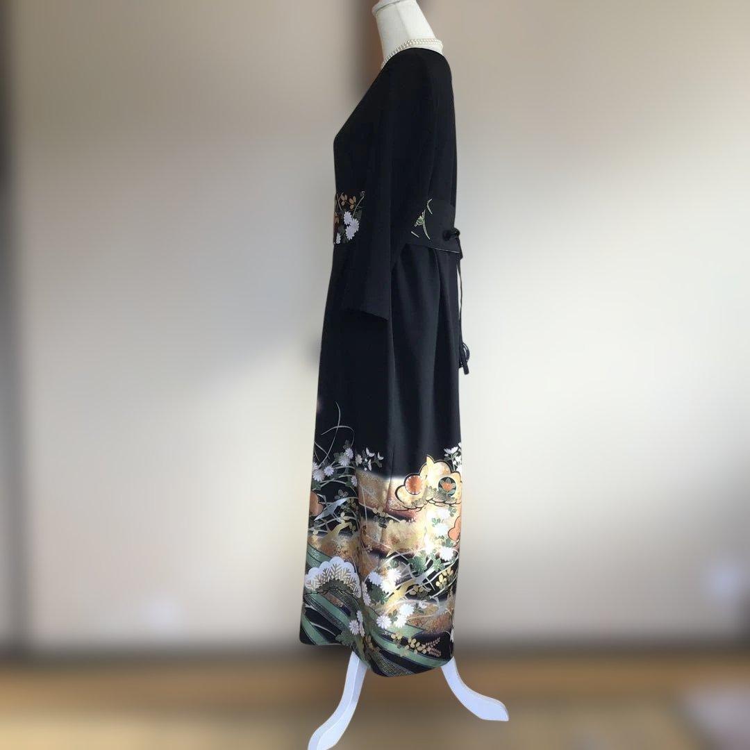 ［訳あり］　留袖ドレス、帯ベルト付き　金彩❣️ 着丈121