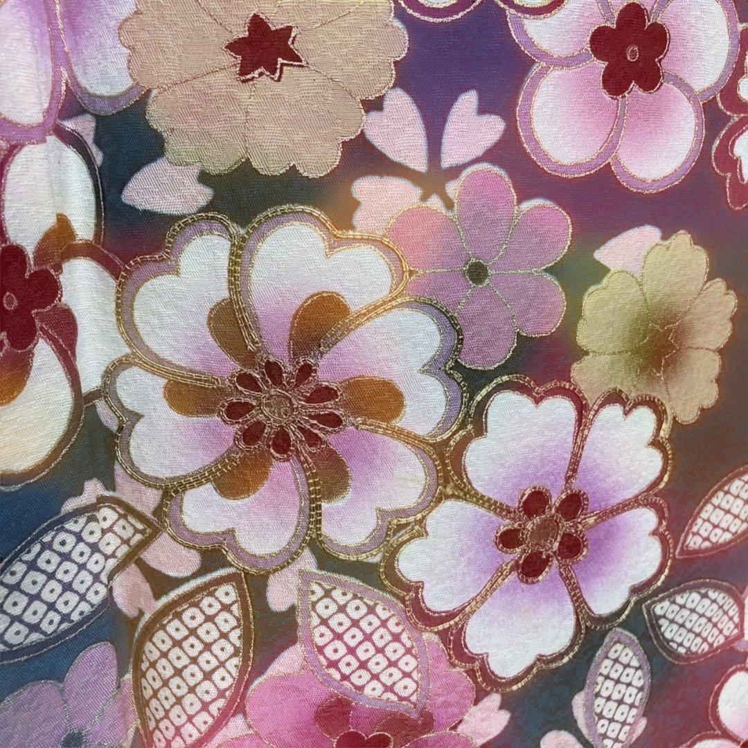 しおり　　桜の花模様振袖６点セット 金駒刺繍 トールサイズ ガード加工
