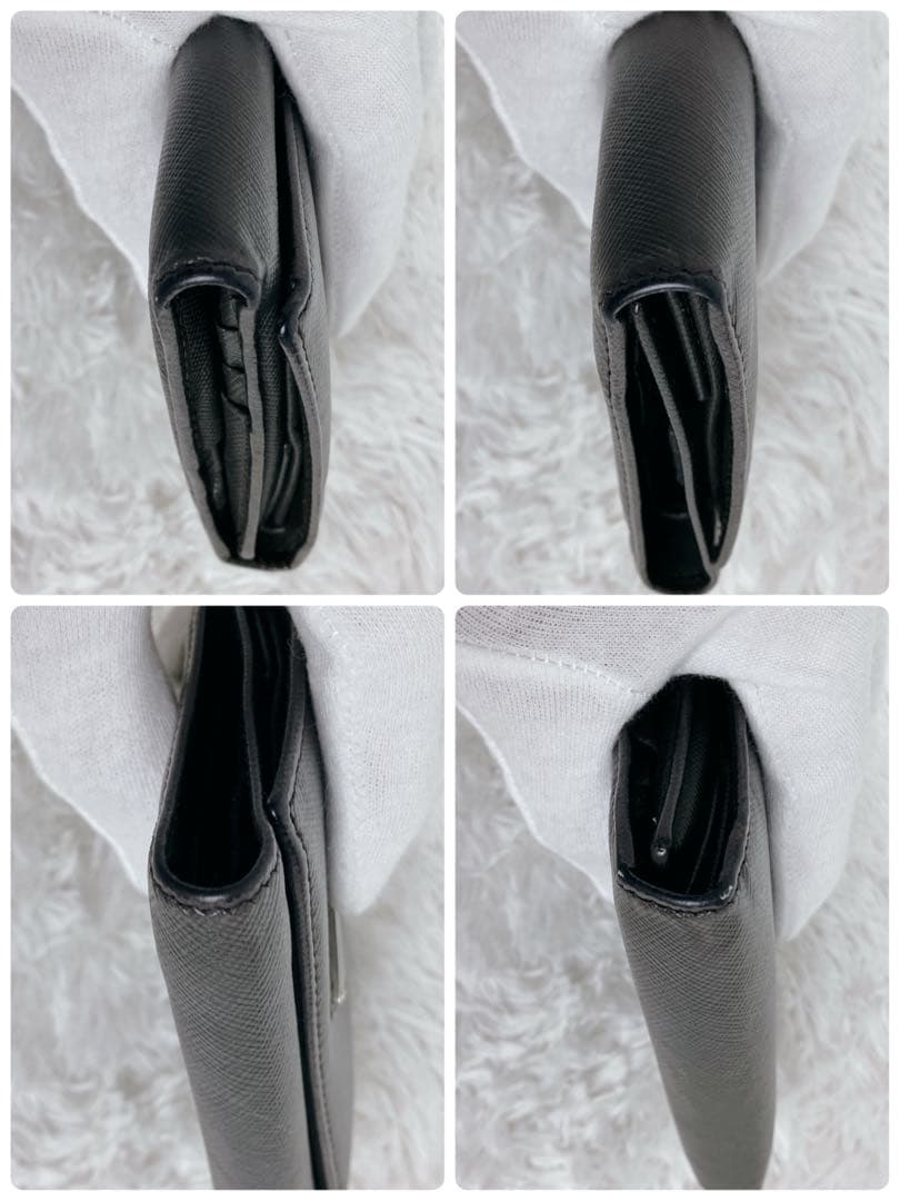 PRADA プラダ 3つ折り財布 M176サフィアーノレザー 三角ロゴ グレー